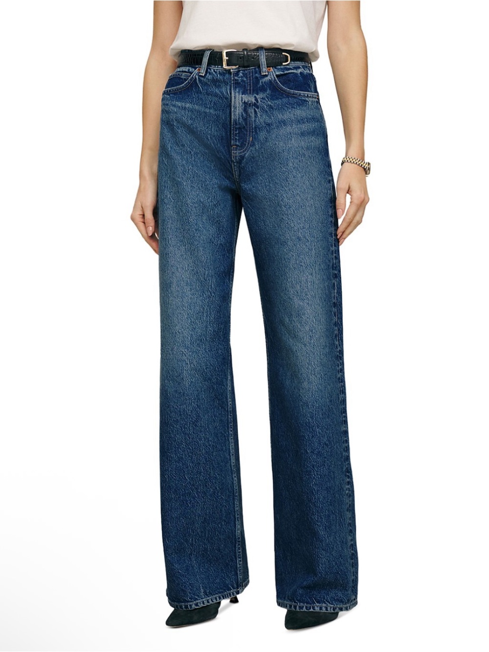 Reformation Straight Leg Jeans in Dark Blue